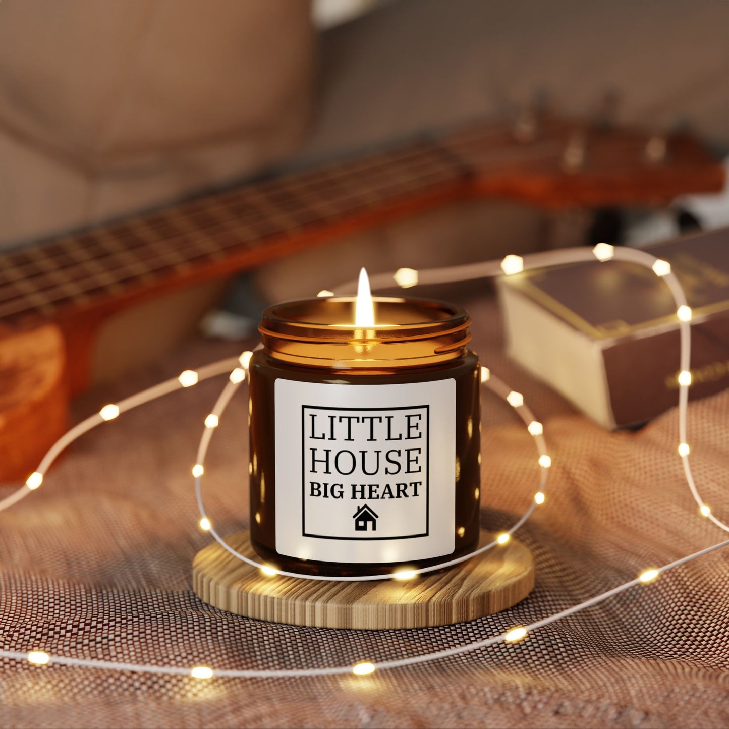 Little House Big Heart Scented Soy Candle - Amber Jar for Cozy Atmosphere
